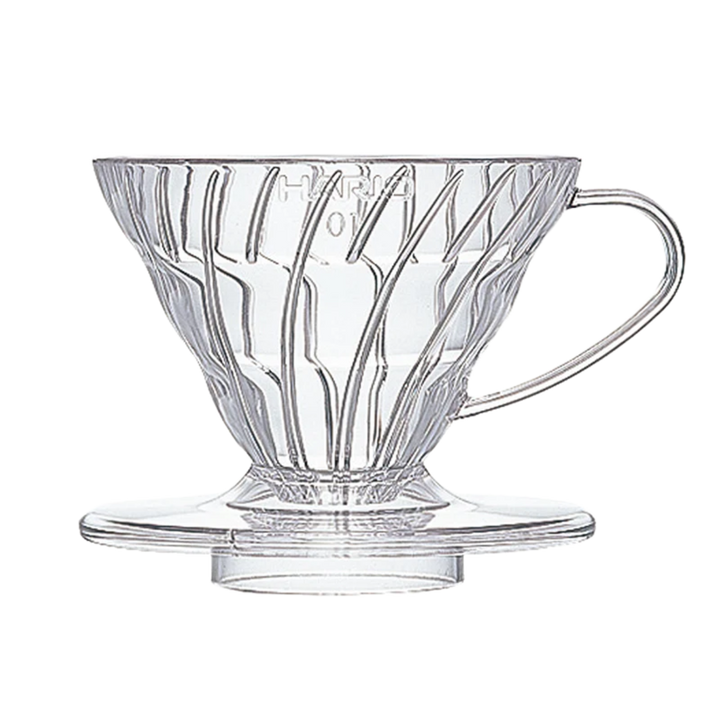 Dripper Hario V60 02 in plastica trasparente – Tomassi Coffee