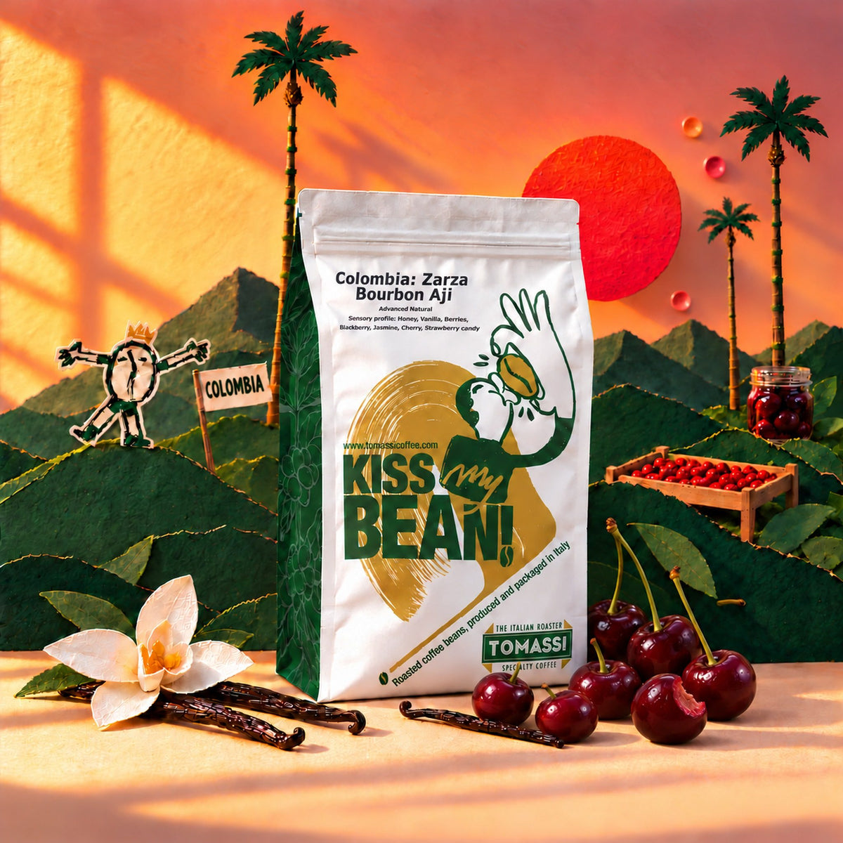 Caffè specialty Colombia Zarza Bourbon Ají, processo Advanced Natural, in grani e macinato – Tomassi Coffee